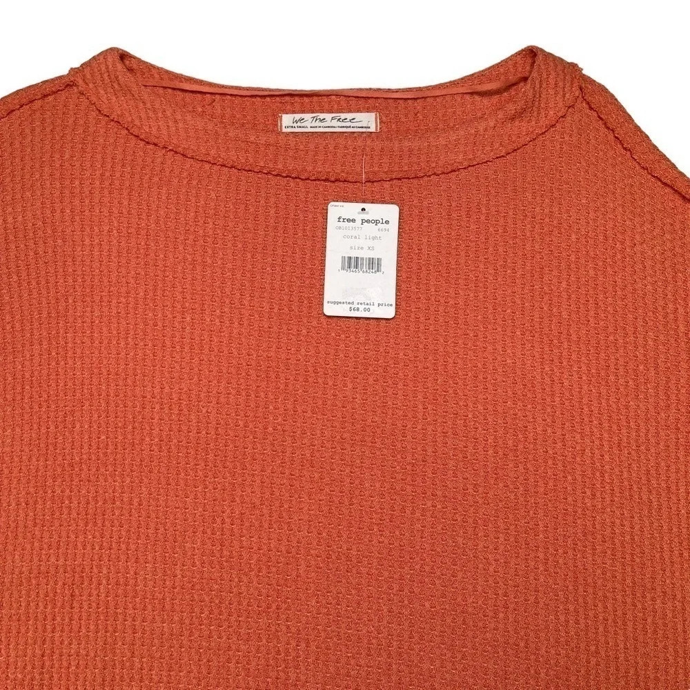 Free People We The Free Coral Light North Slope Thermal Scoop Neck Tunic Size XS - Picture 3 of 12